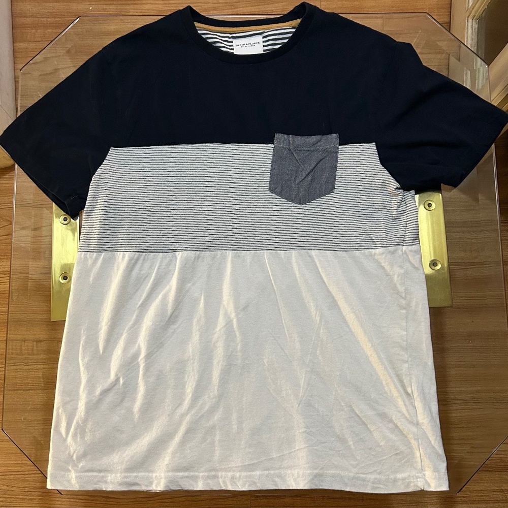 Denim & Flower Navy blue/ White stripes - Size Large -